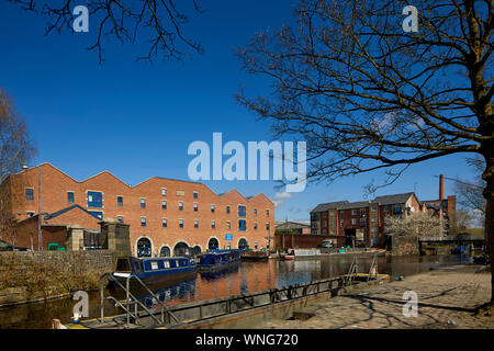 Tameside, Portland Basin Museum restauriert Lager Ashton-under-Lyne, Dukinfield Kreuzung Peak Wald Canal, Ashton Canal, Huddersfield schmalen Kanal Stockfoto