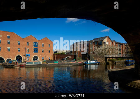 Tameside, Portland Basin Museum restauriert Lager Ashton-under-Lyne, Dukinfield Kreuzung Peak Wald Canal, Ashton Canal, Huddersfield schmalen Kanal Stockfoto