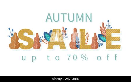 Herbst Sale banner Vector Flat Style. Fallen Saisonale Rabatt Broschüre Vorlage Stock Vektor