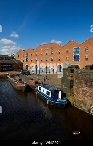 Tameside, Portland Basin Museum restauriert Lager Ashton-under-Lyne, Dukinfield Kreuzung Peak Wald Canal, Ashton Canal, Huddersfield schmalen Kanal Stockfoto