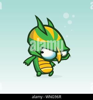 Vektor cartoon schleimig grüne und gelbe Monster. Halloween Vektor monster Charakter isoliert Stock Vektor
