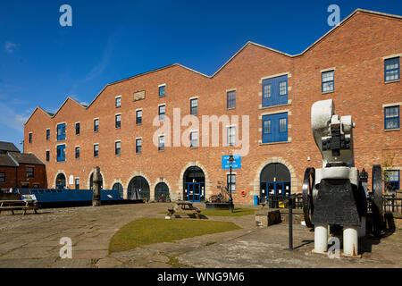 Tameside, Portland Basin Museum restauriert Lager Ashton-under-Lyne, Dukinfield Kreuzung Peak Wald Canal, Ashton Canal, Huddersfield schmalen Kanal Stockfoto