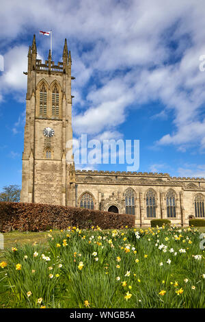 Tameside Denkmalgeschützte St. Michael und alle Engel' Kirche, Ashton Pfarrkirche Saint Michaels Square, Ashton-under-Lyne Stockfoto