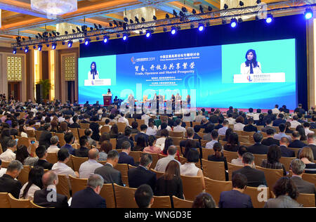 Peking, China. 6. Sep 2019. Gäste nehmen an der Eröffnung der 2019 China Development Forum Sondersitzung in Peking statt, der Hauptstadt von China, Sept. 6, 2019. Credit: Li Er/Xinhua/Alamy leben Nachrichten Stockfoto