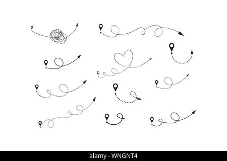 Eingestellt von handgezeichneten Stil des Abstrakten Pfeile für Concept Design. vector Template für die Dekoration Element. doodle Abbildung Stock Vektor