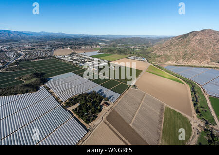 Luftaufnahme der Küstengebiete Feldern in der Nähe von Camarillo scenic Ventura County, Kalifornien. Stockfoto