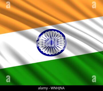 Hintergrund mit 3d wehende Flagge von Indien Stock Vektor