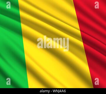 Hintergrund mit 3d wehende Flagge von Mali Stock Vektor