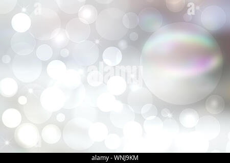 Abstrakte Licht silber Platz Kosmos Universum Hintergrund mit einem großen Planeten mit futuristischen neon Lichteffekt und kleine Sterne. Platz für Ihre Konstruktion. B Stockfoto