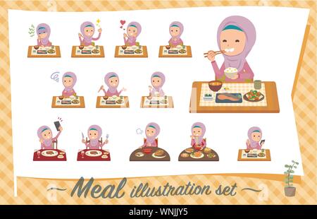 Eine Reihe von Mädchen über Mahlzeiten. Japanische und chinesische Küche, westliche Gerichte und so weiter. Es ist Vektor Kunst so ist es leicht zu bearbeiten. Stock Vektor