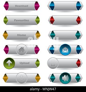Verschiedene coole neue Schaltflächen mit Schatten Stock Vektor