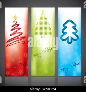 Weihnachten Weihnachtsbaum Banner mit verschiedenen Designs Stock Vektor