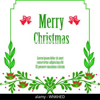 Platz für Text, frohe Weihnachten Design, mit handdrawn Skizze der grünen Blätter und Blüten. Vektor Stock Vektor