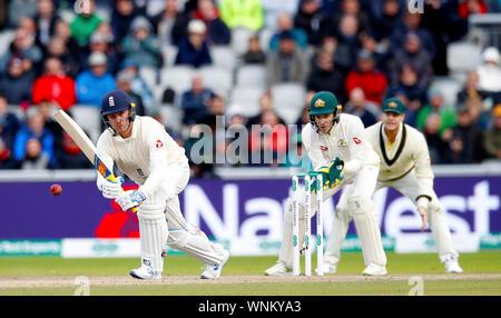 England's Jason Roy Fledermäuse am Tag drei der vierten Asche Test im Emirates Old Trafford, Manchester. Stockfoto