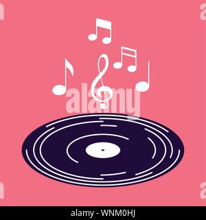 Poster mit langen Spiel mit Noten Musik Vector Illustration Design Stock Vektor