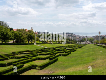 Blick auf den Park Eduardo VII im Zentrum von Lissabon Stockfoto