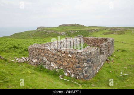 Reste der alten Sheilings an Rubha nan Oirean, Calgary Bay, Isle of Mull, inneren Hrbrides, Schottland, Großbritannien Stockfoto