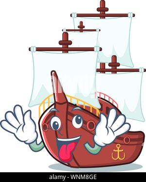 Verrücktes Piratenschiff mit der Cartoon Form Stock Vektor