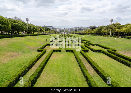 Blick auf den Park Eduardo VII im Zentrum von Lissabon Stockfoto