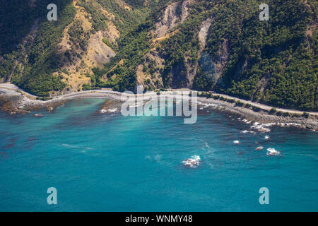 Luftbild der Bucht von Kaikoura, Neuseeland Stockfoto