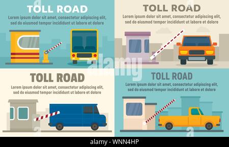 Toll Road Station Banner ist. Flache Darstellung von Toll Road Station vektor Banner für Web Design Stock Vektor