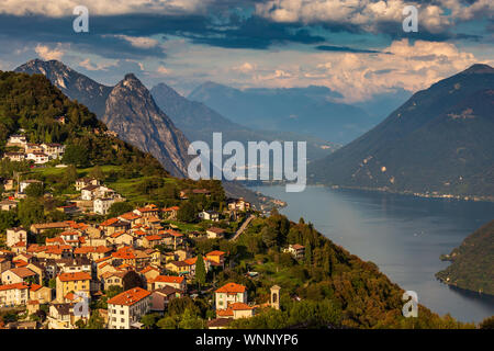 Ein Blick auf die Bre Dorf im Tessin Stockfoto