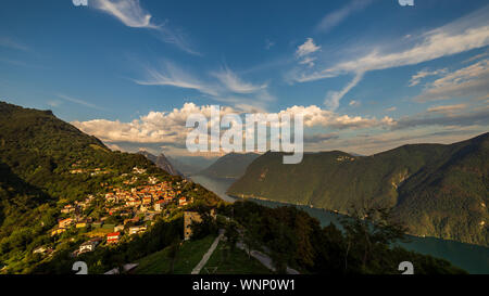 Ein Blick auf die Bre Dorf im Tessin Stockfoto