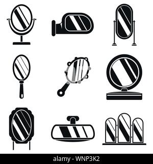 Spiegel Symbole gesetzt. Einfacher Satz von Hand Spiegel Vector Icons für Web Design auf weißem Hintergrund Stock Vektor