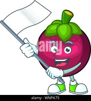 Mit Flagge cartoon Mangosteen auf weißem Hintergrund Stock Vektor