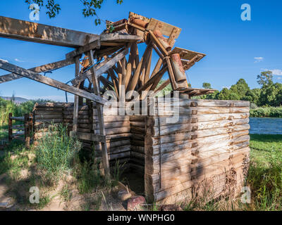 Wasserrad, John jarvie Historisches Anwesen, Braun Park, Utah. Stockfoto