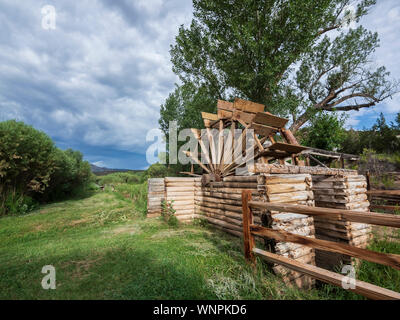 Wasserrad, John jarvie Historisches Anwesen, Braun Park, Utah. Stockfoto