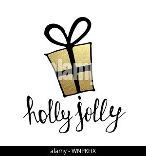 Doodle Farbe Symbol für Weihnachten, Geschenkbox. Süße Hand gezeichnet Design Element für Sie. Frohe Weihnachten und Neues Jahr Symbole, Schrift. Vector Illustration Stock Vektor