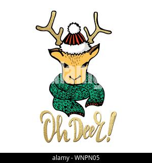 Weihnachten Farbe Rotwild Symbol. Süße Hand gezeichnet clip art für den Winterurlaub. Vector Illustration für Grußkarten, Banner, Einladungen. Stock Vektor