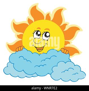 Cute cartoon Sonne mit Wolken Stock Vektor
