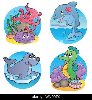 Verschiedene Tiere und Fische 1. Stock Vektor