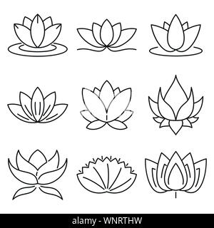 Lotus Symbole gesetzt. Umrisse der Lotus Vector Icons für Web Design auf weißem Hintergrund Stock Vektor