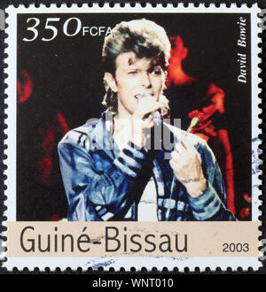 David Bowie auf Briefmarke von Guinea-Bissau Stockfoto