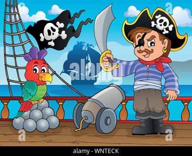 Piratenschiff deck Thema 3 Stock Vektor