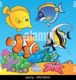 Unterwasser Tiere und Fische 2 Stock Vektor