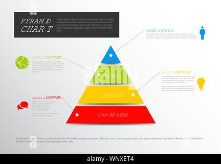 Vektor solide Infografik Pyramide Diagramm Diagramm Vorlage mit Symbolen Stock Vektor