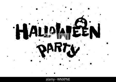 Happy Halloween Party Gruseliger Urlaub Text Banner mit Jack-O-Laterne gruselige Kürbis Silhouette. Vektor Alle Heiligenschein Heiligabend Tag Grußkarte Schriftzug Design Vorlage Einladung Illustration Stock Vektor