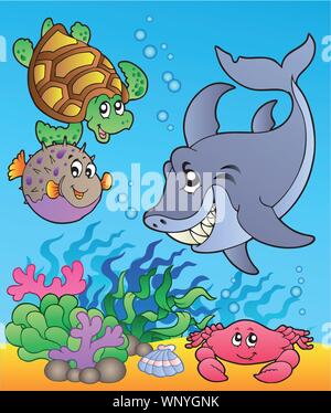 Unterwasser Tiere und Fische 1. Stock Vektor