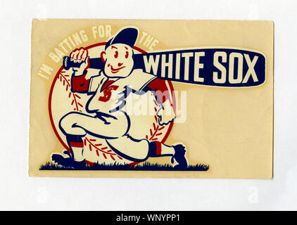 Vintage Chicago White Sox Team logo Aufkleber ca. 40er und 50er Jahren. Stockfoto