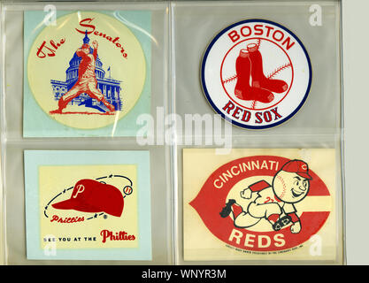 Vintage Major League Baseball Team logo Aufkleber ca. 50er und 60er Jahren. Stockfoto