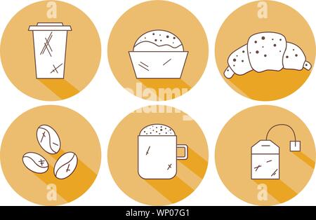 Satz linearer/Symbole. Getränke Symbole Stock Vektor