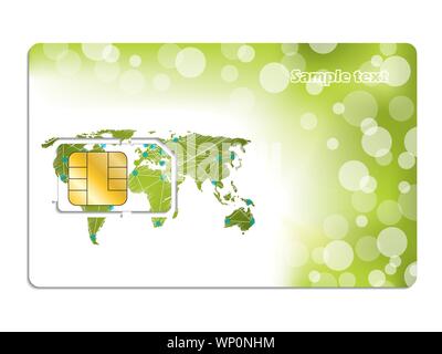 Sim-Karte Design mit Weltkarte Stock Vektor