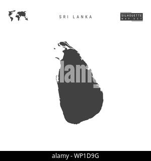 Sri Lanka leere Karte isoliert auf weißem Hintergrund. High-Detailed schwarze Silhouette Karte von Sri Lanka. Stockfoto