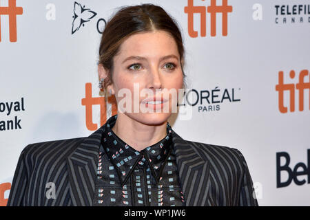 Toronto, Kanada. 06 Sep, 2019. September 6, 2019, Toronto, Kanada - Schauspielerin Jessica Biel kommt für die Premiere von Limetown während der 2019 Toronto International Film Festival. Jamie Simon/JSP/EXimages. Credit: EXImages/Alamy leben Nachrichten Stockfoto