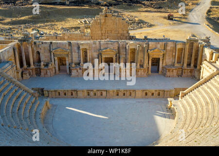 Jordanien, Jerash Governatorat, Jerash. Süden Theater in der antiken römischen Stadt Gerasa. Stockfoto