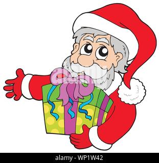 Santa Claus Holding Geschenk Stock Vektor